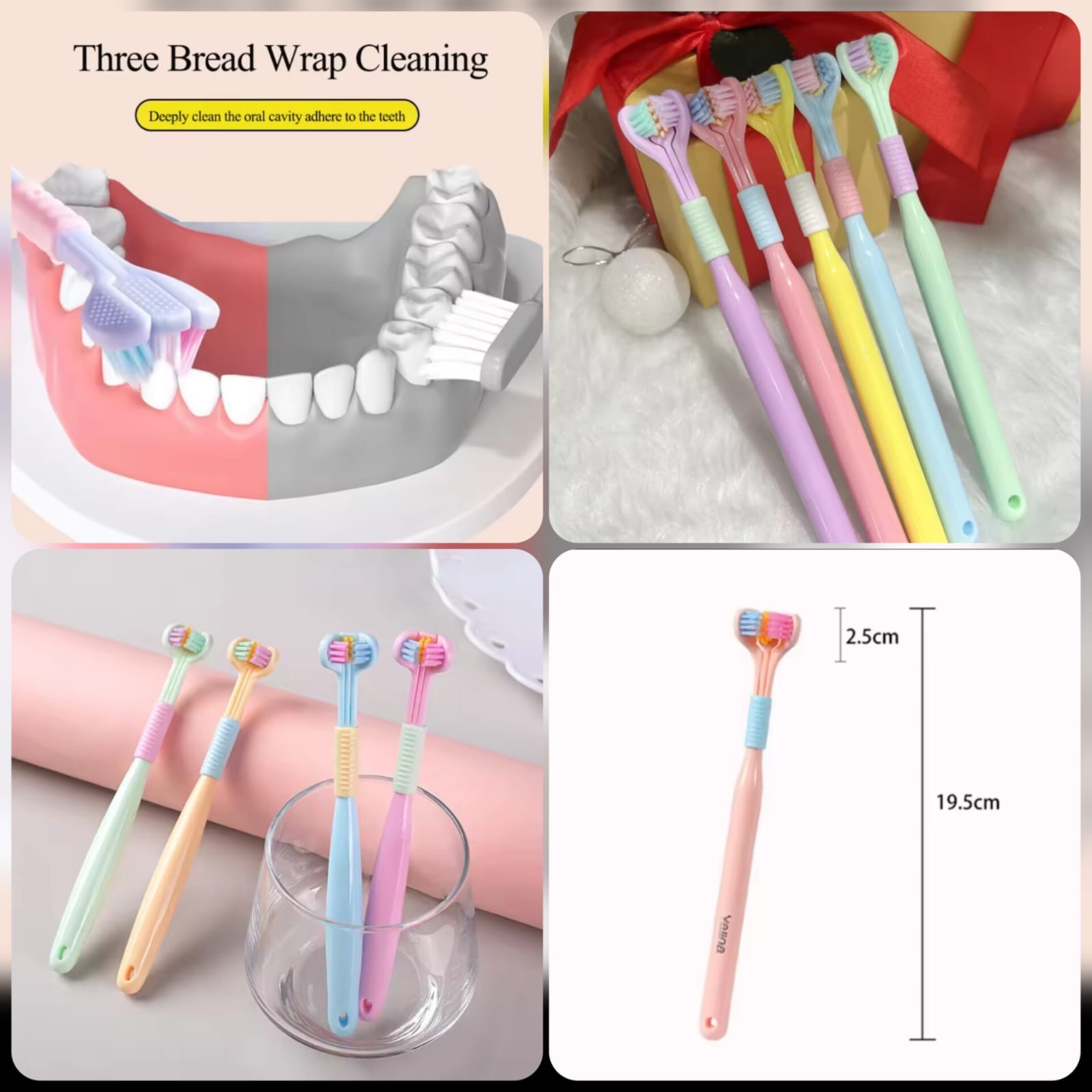 Three-Sided Soft Hair Toothbrush