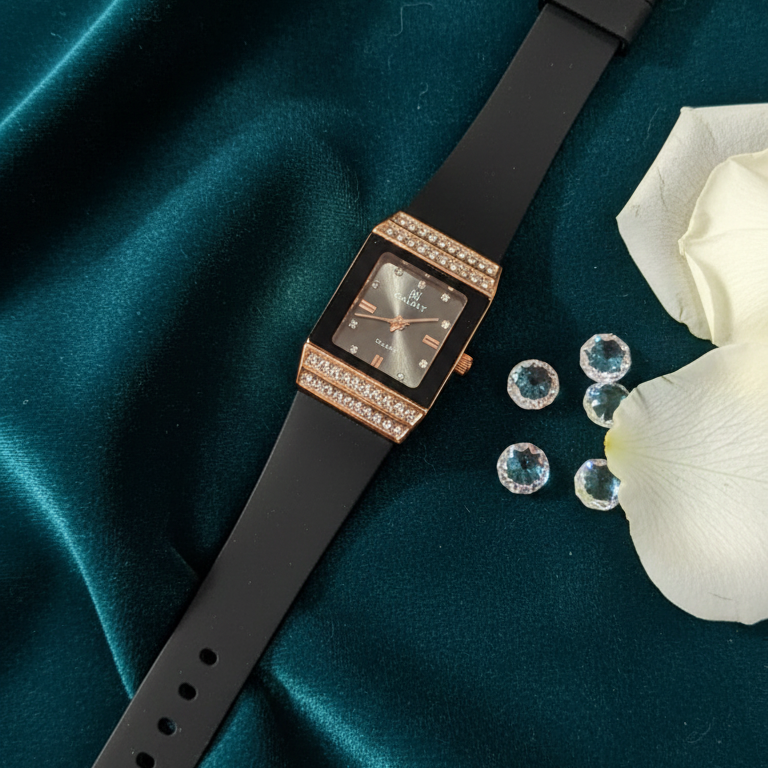 Rose Gold & Crystal Statement Watch